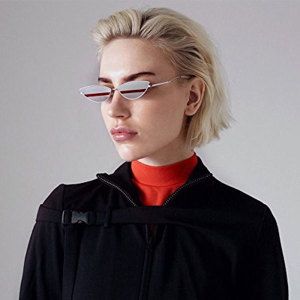 Cat Eye Metal Solglasögon Designer Solglasögon SILVER-PLAIN Silver-Plain Glasses