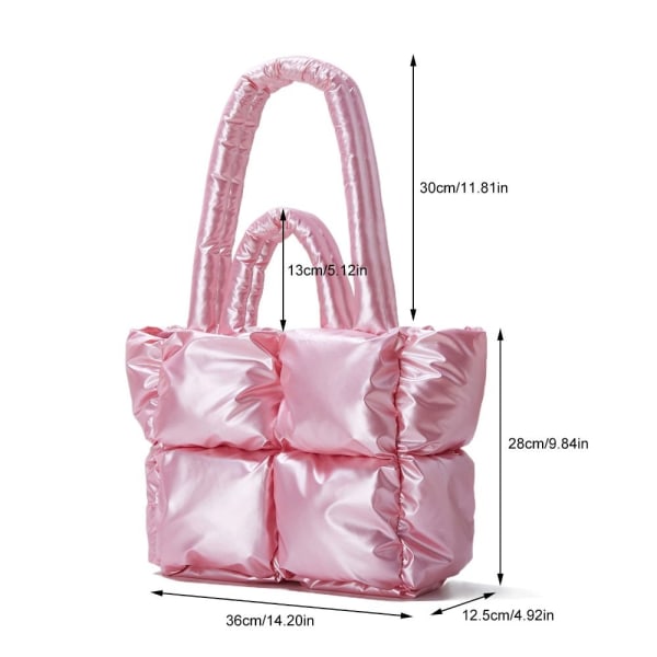 Puffer Bag Quiltet Tote Bag for Dame Down Polstring Handbag Silver