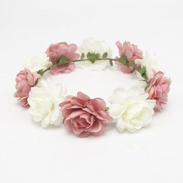 Blomster Pandebånd Bohemian Blomster Krans HVID HVID White