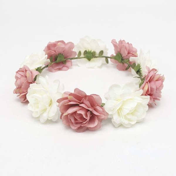 Blomster pandebånd Bohemian Flowers Wreath PINK HVID PINK HVID Pink White