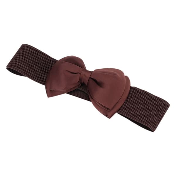 Bredt elastisk bælte Bowknot Chiffon linning KAFFE coffee