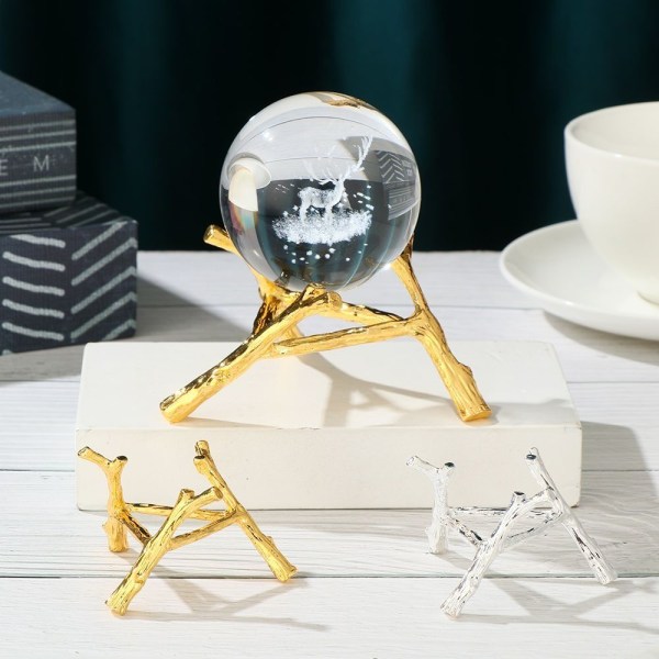 Crystal Ball Display Base Metal Branch Stand SILVER M Silver M