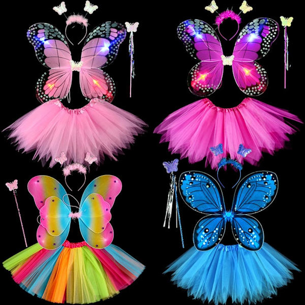Lasten pukurekvisiitta Butterfly Wings -setit PUNAINEN 3 KPL / SET 3 Red 3 pcs/set-3 pcs/set