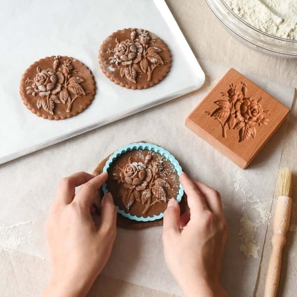Cookie Stamp Rose Cookie Mold Kjeks Press Stamp