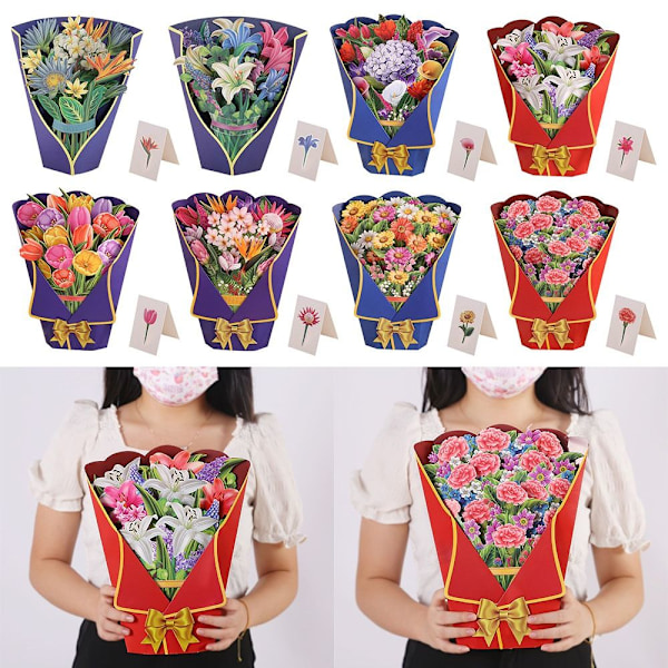 3D pop-up buket papirblomster 4 4 4