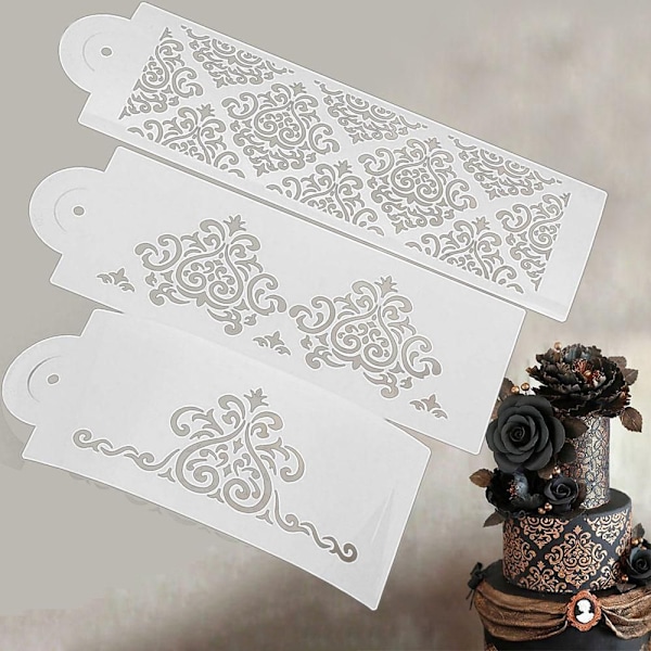 3 stk. Kage Blonderingsskabelon Fondant Form Kage
