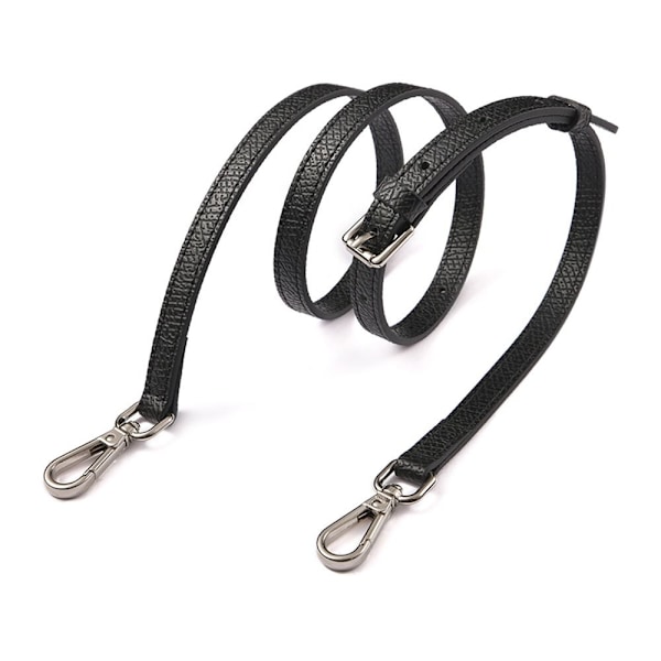 Håndtaskebælter i ægte læderrem SORT&SØLV black&silver