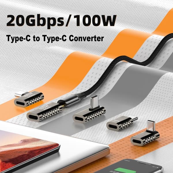 Omvandlare Typ C till USB C Adapter MIDDLE BEND MIDDLE BEND Middle Bend