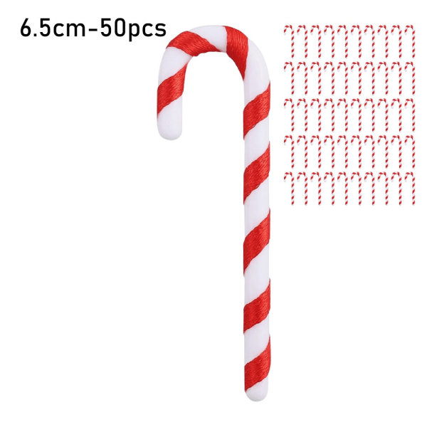 50 Stk Jul Candy Cane Xmas Trædekoration 3CM 3CM 3cm