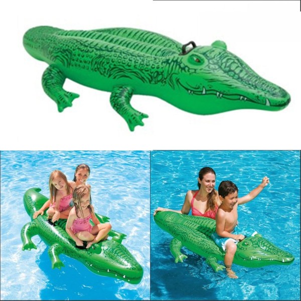 165X86cm Uppblåsbar Alligator Simring Crocodile Water Toys