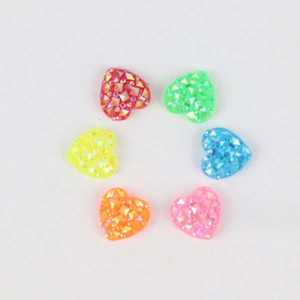 100 stk Fargerike Perler Hjerteperler Sparkle Beads