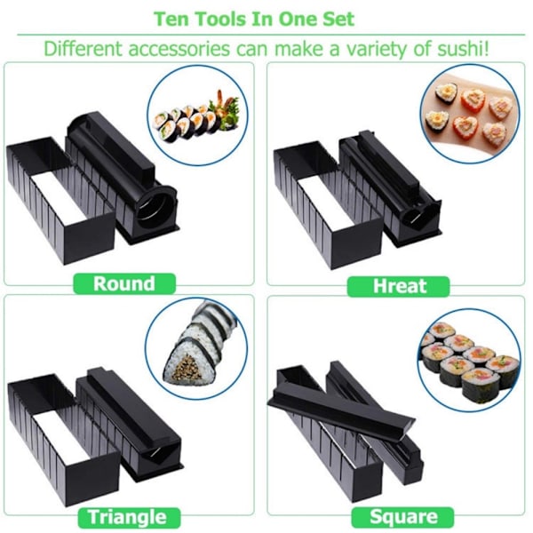 Sushi Making Kit Risballkake Rullform Sushi Form 11Pcs/Set