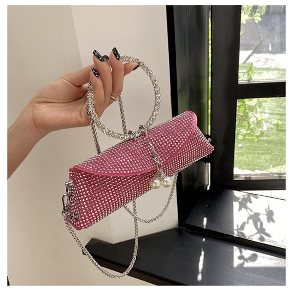 Clutch Bag Kjede Metal Ring Bag ROSA Pink