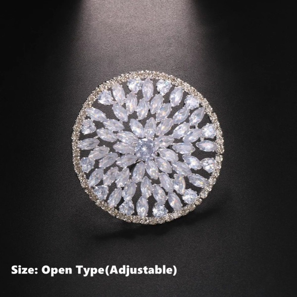 Överdriva Rhinestone Open Rings Crystal Finger Ring SILVER Silver