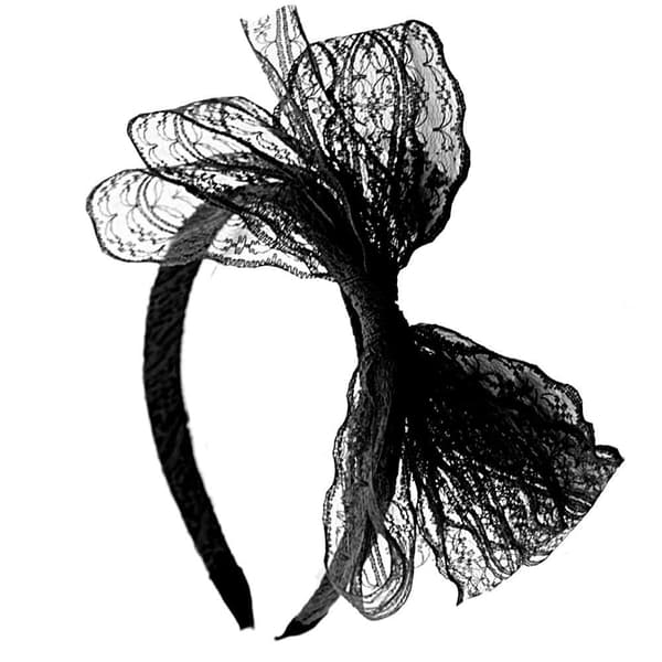 2PC Lace Bow Pandebånd Hårbånd SORT SORT black
