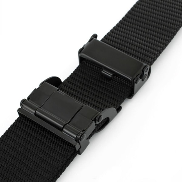 Nylon flätat bälte Automatiskt spänne midjeband SVART black
