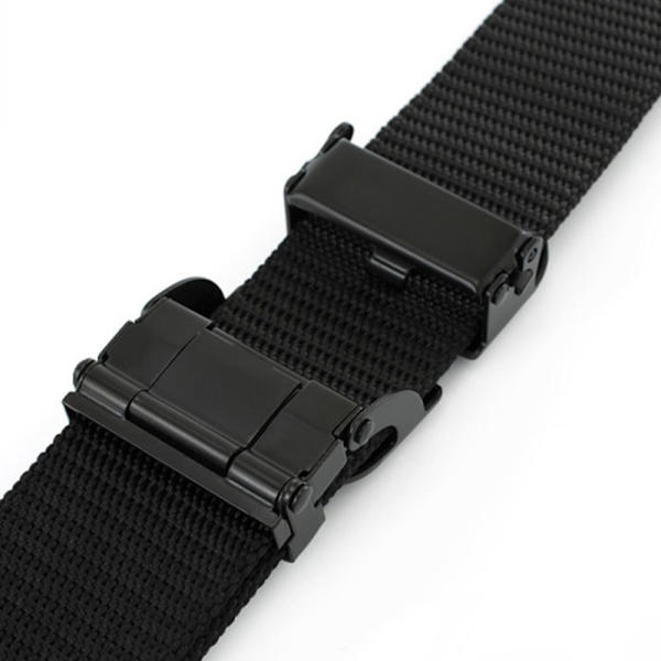 Nylon flettet bælte automatisk spænde linning SORT black