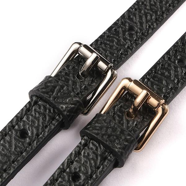 Håndtaskebælter i ægte læderrem SORT&SØLV black&silver