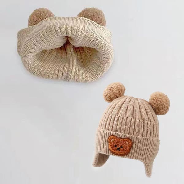 Baby cap Stickad mössa för barn LIGHT KHAKI light khaki