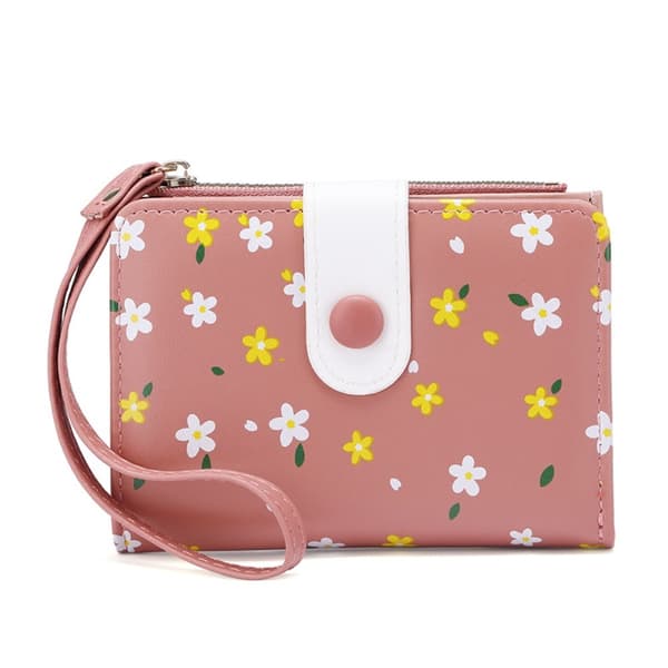 Blomstertrykt lommebok Solid Multi-Card Holder Veske ROSA pink