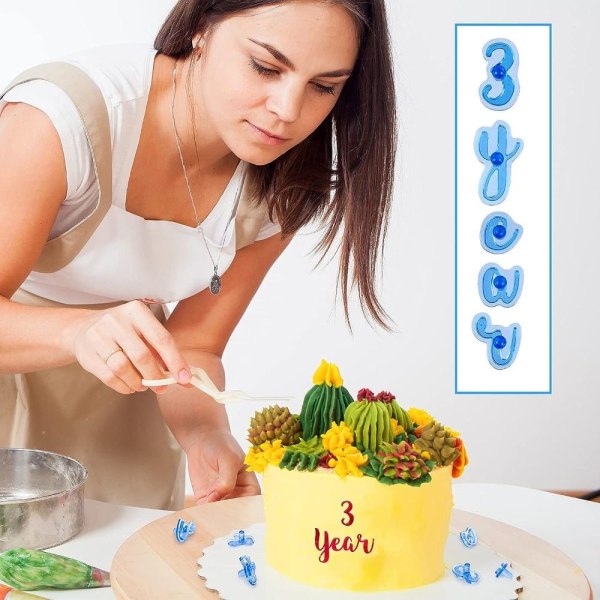3 sett Alfabet Number Cake Stempel Opper Small Case Stamp Set set