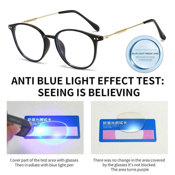 Anti-Blue Light lukulasit Pyöreät silmälasit RUSKEA VAHVUUS brown Strength 100