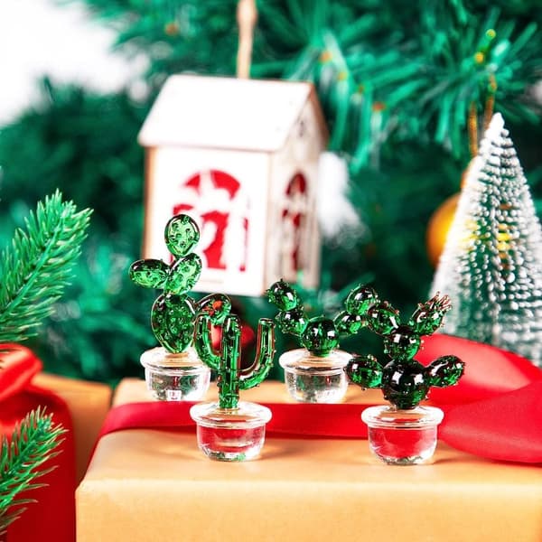 4 stk Kaktus Krystallfigurer Kaktus Glassdekorasjonssett E E E
