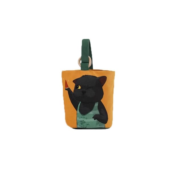Dejlig Cat Bucket Bag Cylinder Tasker SORT KAT SORT KAT black cat