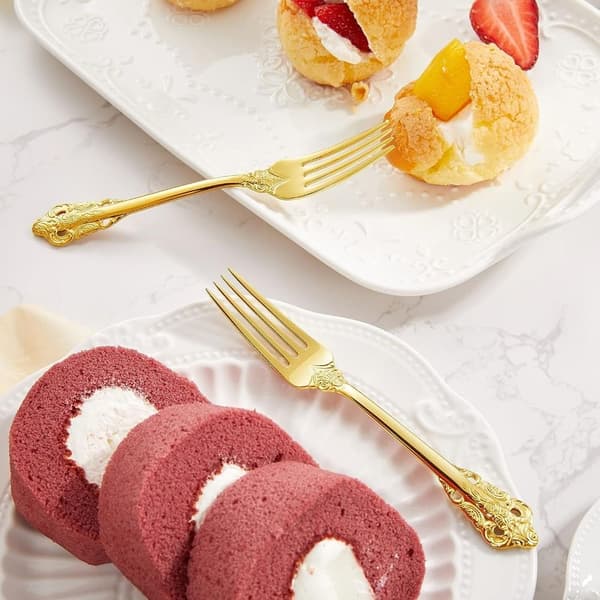 4 stk Dessertgaffel i rustfritt stål Retrogaffel i rustfritt stål 4 4 pcs