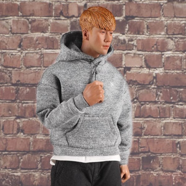 1/6 Miniature Tøj Soldat Casual Pullover LYS GRÅ Light Grey