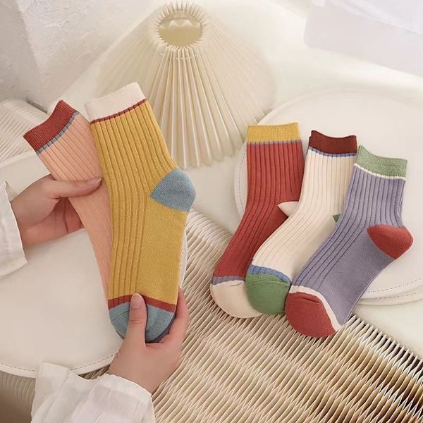 5paria Harajuku Retro Sukat Striped Women Sukat KELTAINEN YELLOW