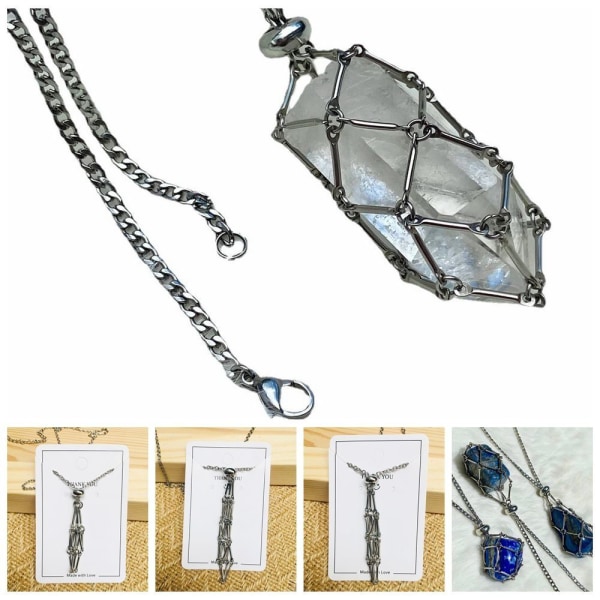 Crystal Holder Cage Halskjede Crystal Net Metal Necklace S S