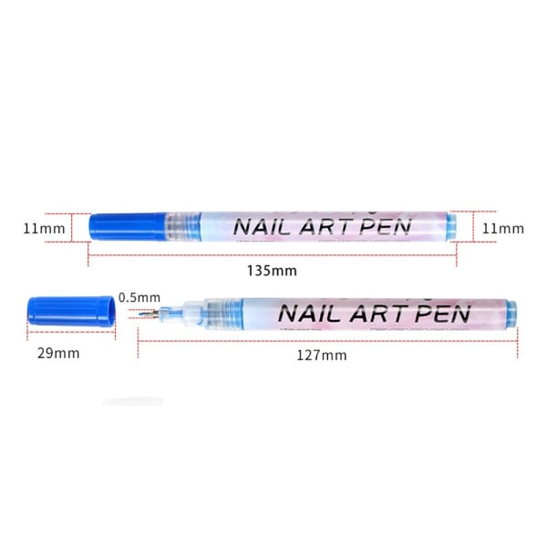 Nail Art Drawing Pen Graffiti Gel Pen WHITE 0,5MM 0,5MM WHITE 0.5MM-0.5MM