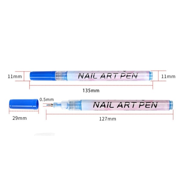 Nail Art Ritpenna Graffiti Gel Penna GUL 0,5MM 0,5MM YELLOW 0.5MM-0.5MM