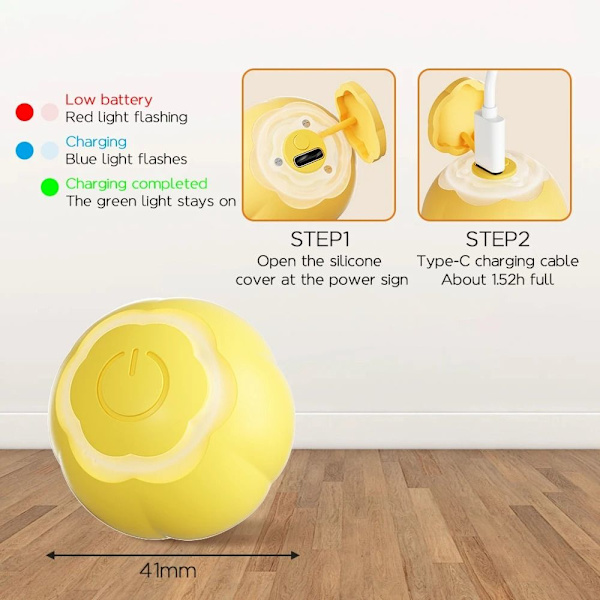 Smart Interactive Cat Ball Elektrisk kattleksak GUL Yellow