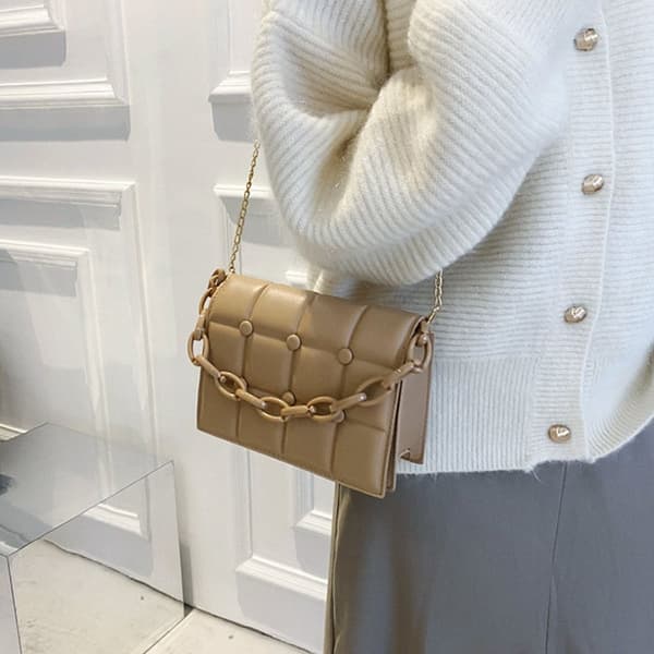 Mode PU Läder Axelväskor Handväskor KHAKI khaki