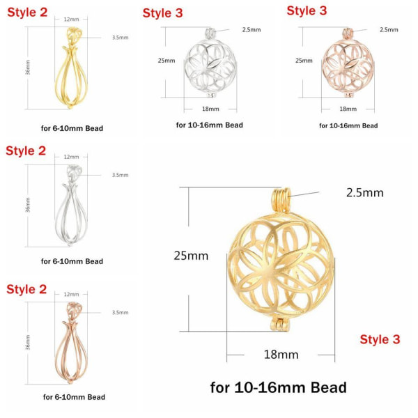 Stone Bead Cage Holder Pendel Stone Holder Pendel SILVER Silver Style 2-Style 2