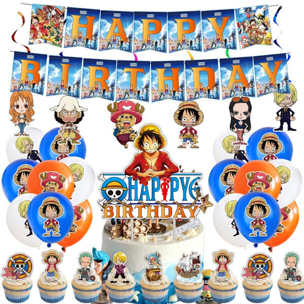ONE PIECE Tema Fødselsdagsdekoration Engangsservice Fest Banner