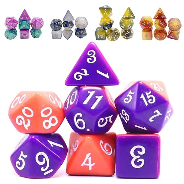 7 kpl / set DND Dice Polyhedral Dice STYLE 12 STYLE 12 Style 12
