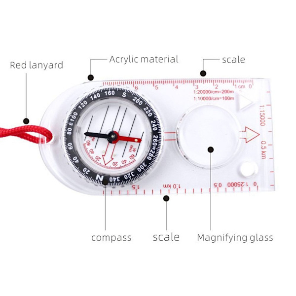 Karttaviivaimen kompassi Suunnistusnavigointipohjalevykompassi