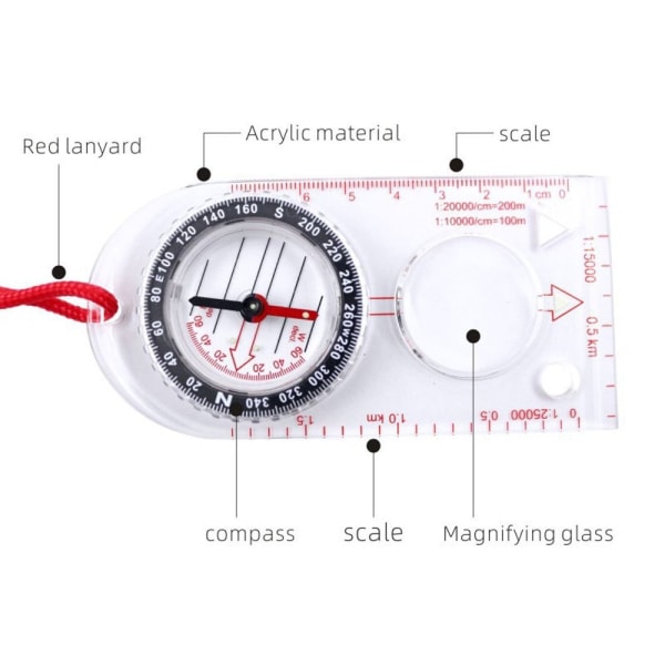 Kort Lineal kompas Orienteringsnavigation Grundplade kompas