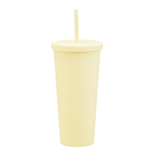 Dubbellagers Skinny Tumbler Plast Forsted vattenflaska GUL Yellow