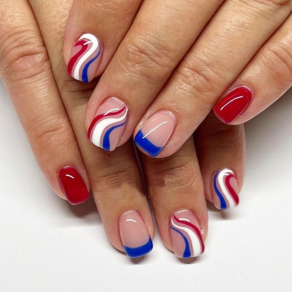 False Nails Square Head Independence Day