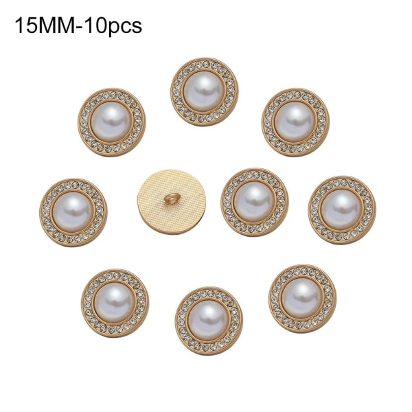 10st Pearl Kläder Knappar Skjorta Knappar Glänsande Rhinestone 15MM10pcs