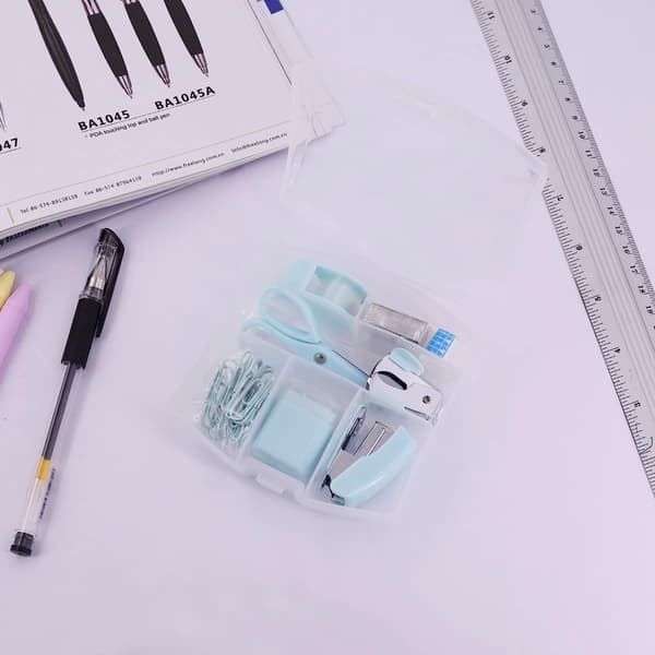 Mini Kontorsmaterial Kit Blå Skrivbordstillbehör Kit Kontorsmaterial