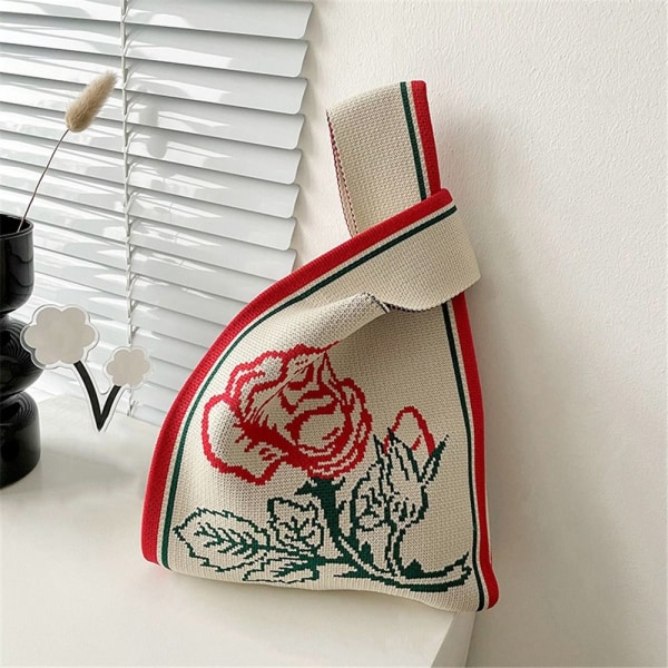 Strikk håndveske Wrist Bag ROSE RED rose red