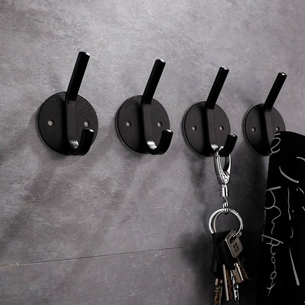 4stk Håndklekrok selvklebende kroker SORT RUND RUND black Round-Round