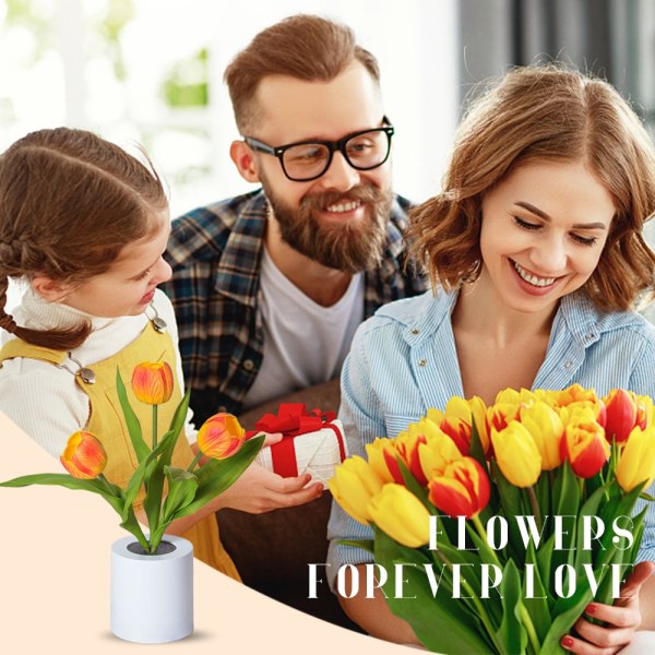 Led Tulip Natlys Kunstig Blomster Bordlampe HVID white