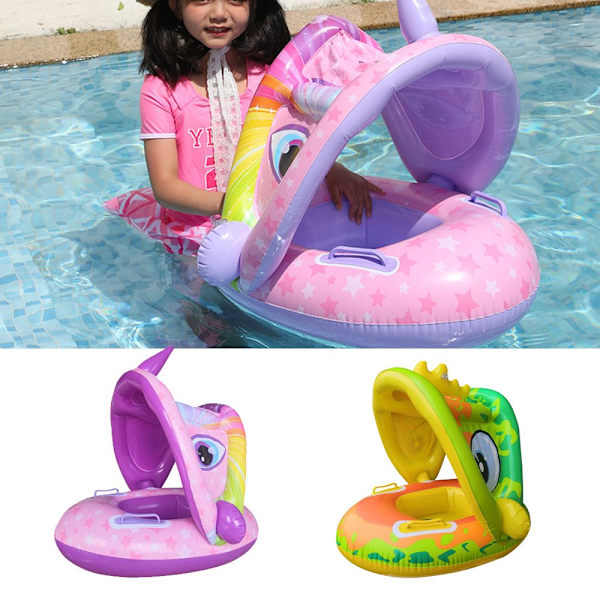 Baby Float med Tak Solskydd Badring Simring grön