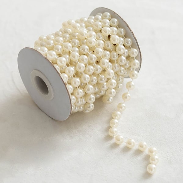 Kunstige perler Perler Kjede Perlestreng Garland MELK HVIT milk white 8mm beads-5m-8mm beads-5m